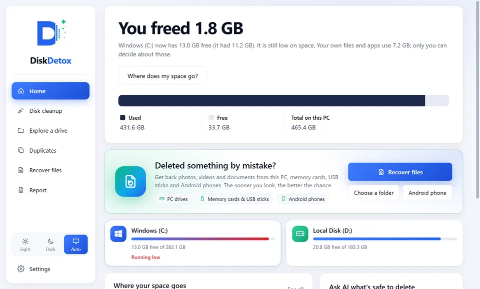 DiskDetox in the light theme